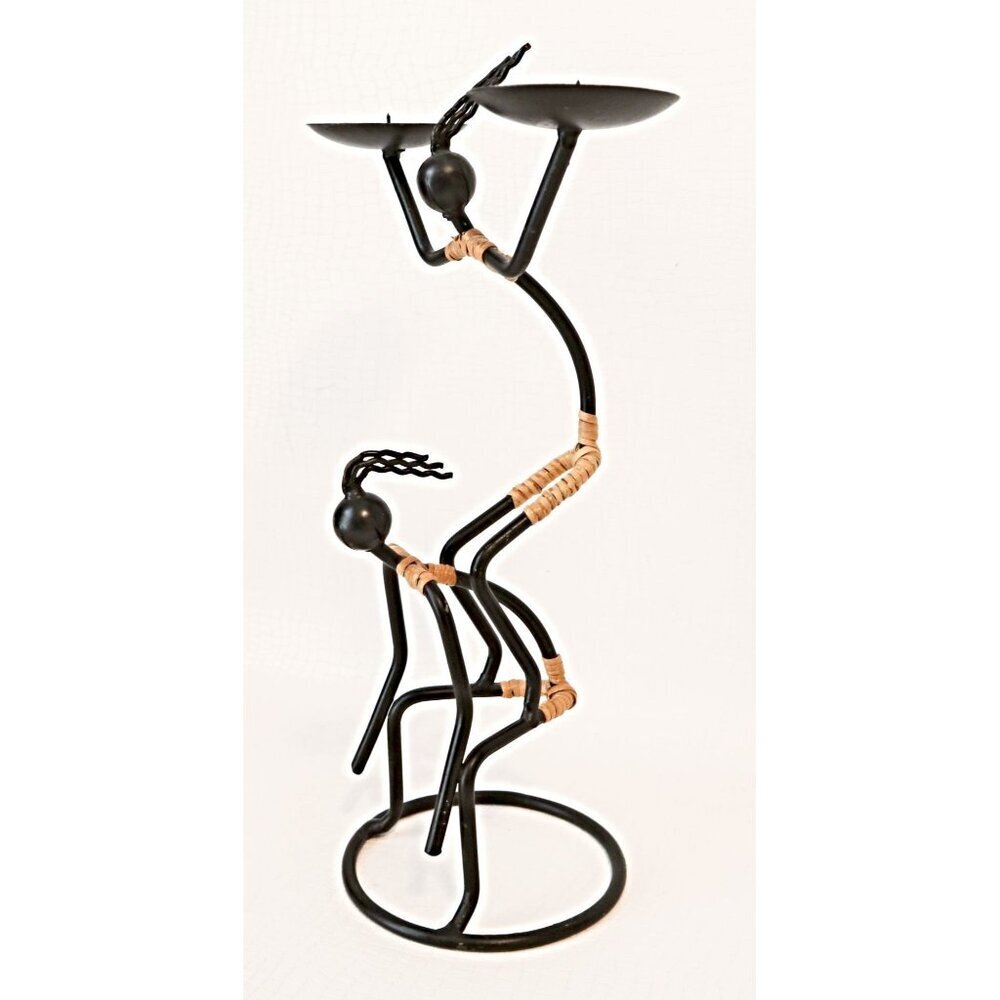 Vintage Danish Candle Holder Laurids Lønborg Mom and Daughter Black Iron